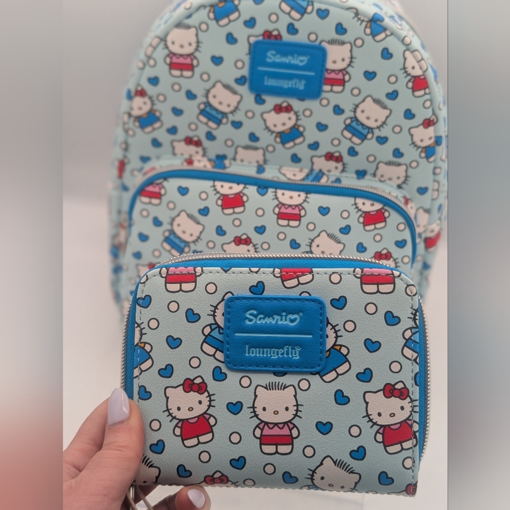 Loungefly Hello Kitty + Dear Daniel Blue Backpack & wallet set - Picture 2 of 6